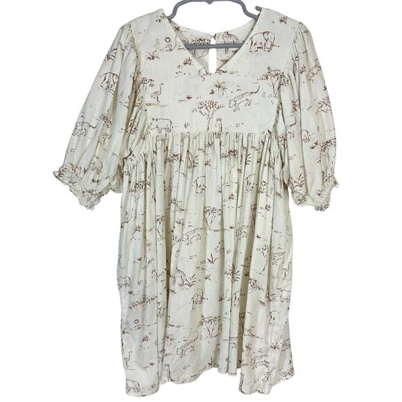 Rylee + Cru Girls Jolene Linen Blend Safari Toile Dress Size 6-7Y - Picture 2 of 13
